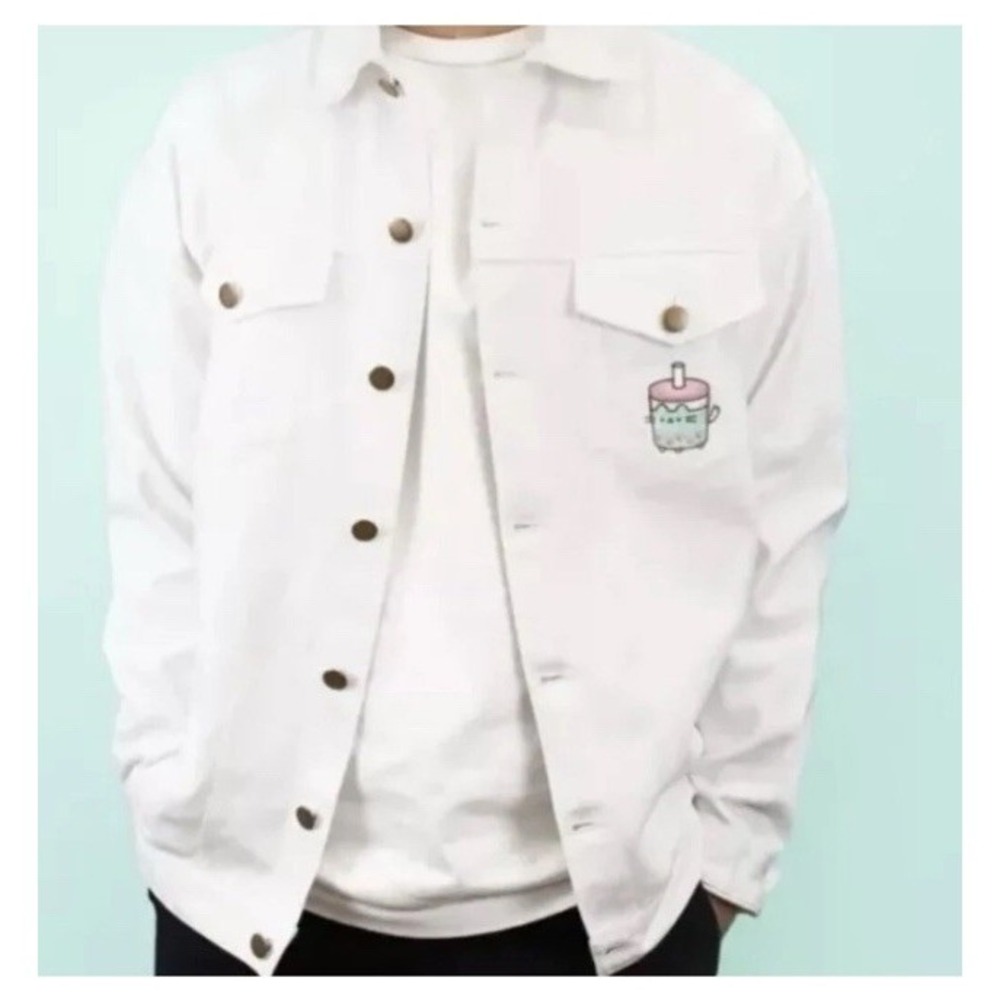 Pusheen Box‎ Exclusive 2023 Lightweight White Denim Jacket Women's Size M NWT